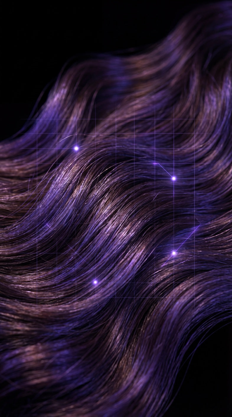 AI hair analysis scan showing strand detail with detection points